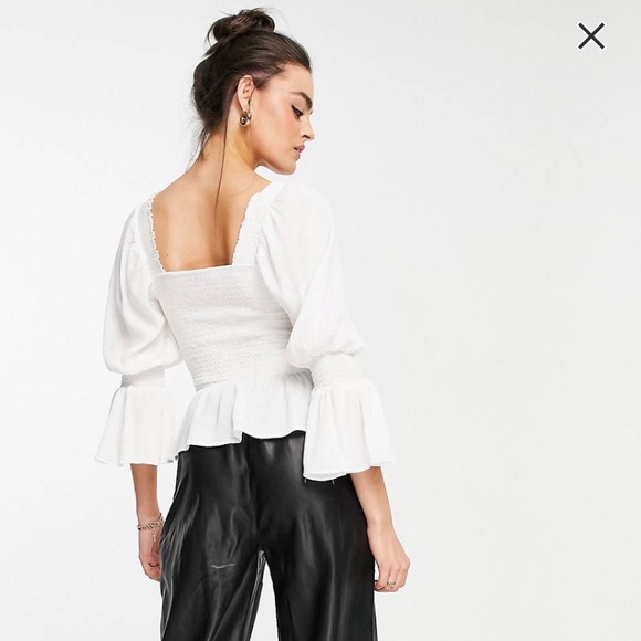 ASOS DESIGN peplum top in ivory. Size US 4. - Picture 2 of 11